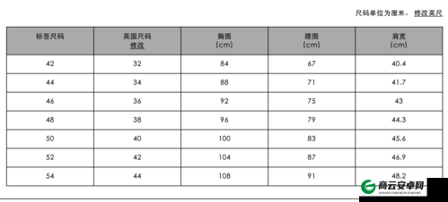 欧洲码欧洲尺码 M 高清：服装尺码指南